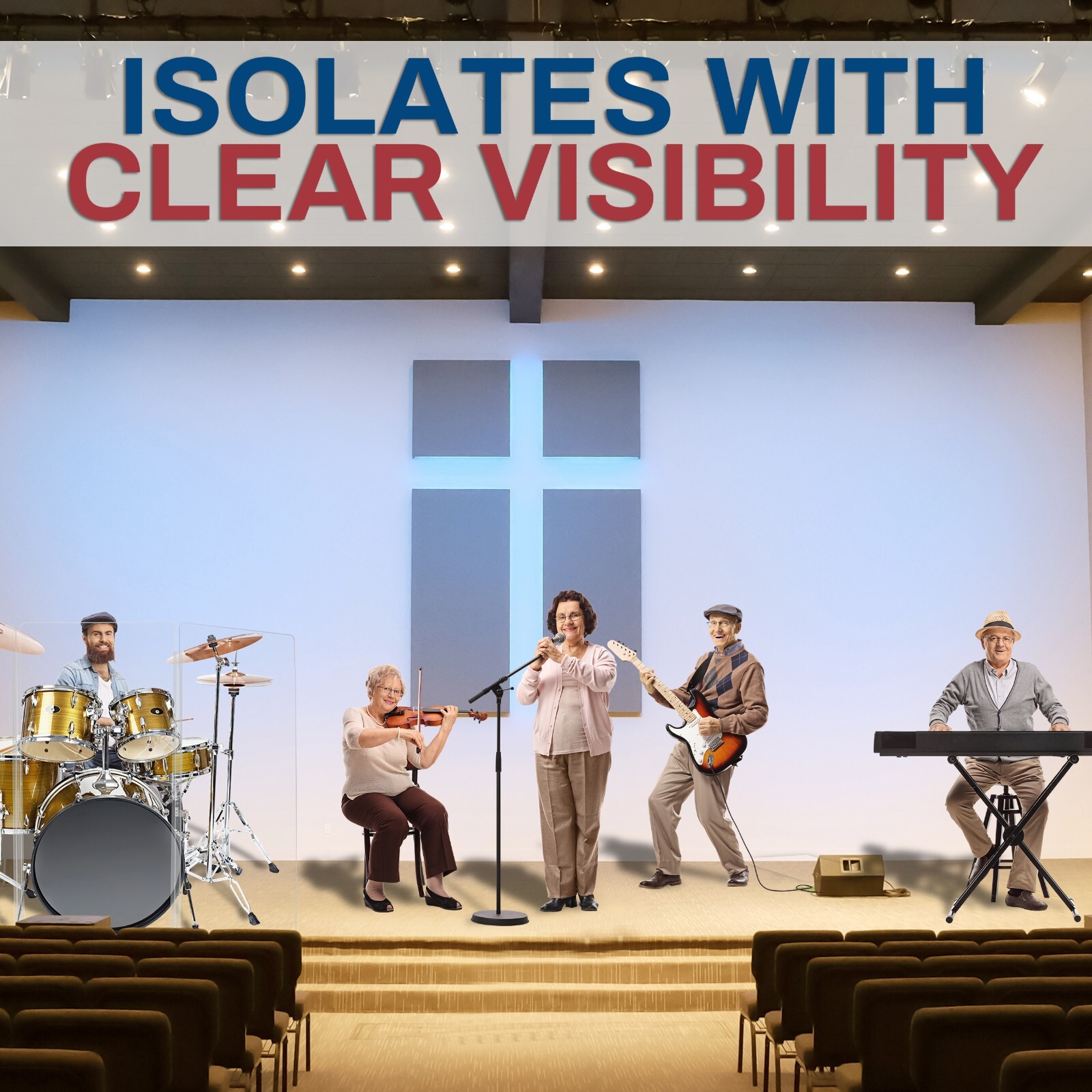 Drum Shield, Premium Acrylic Drum Screen 4 Panels 2ft x 4ft with Living Hinges