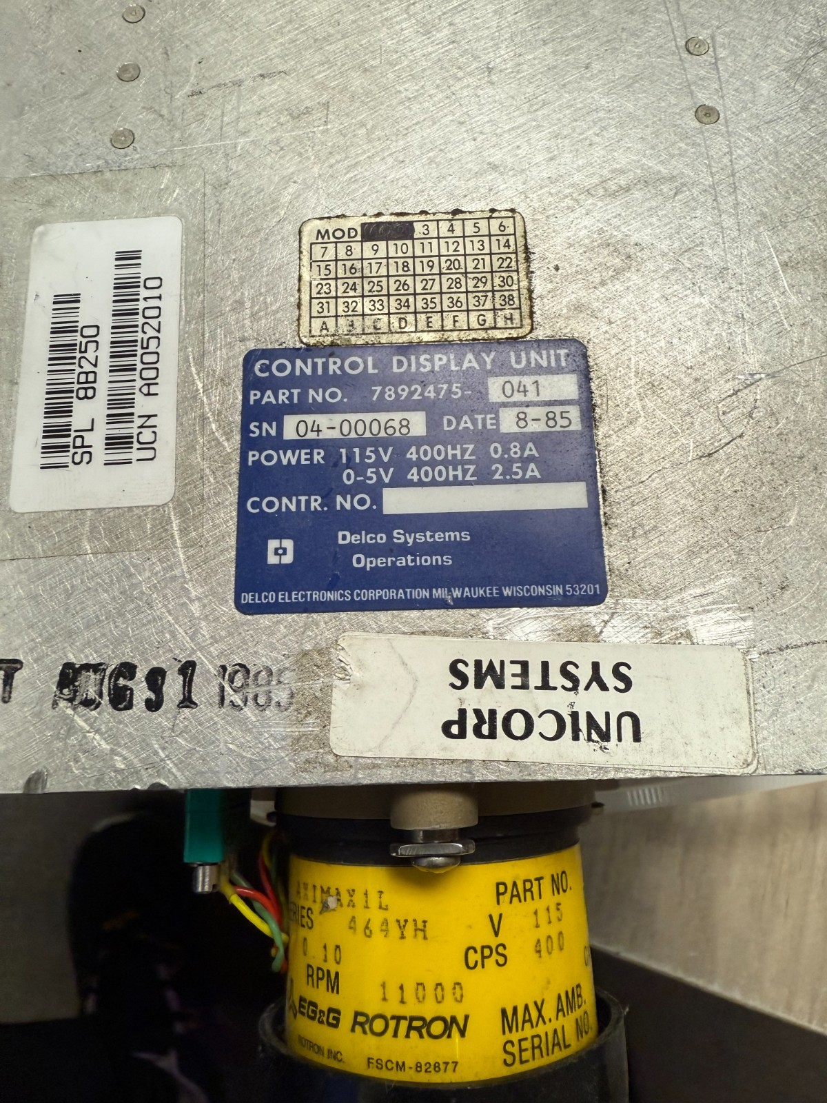 DELCO SYSTEMS OPERATIONS CONTROL DISPLAY UNIT P/N 7892475-041 UNTESTED READ