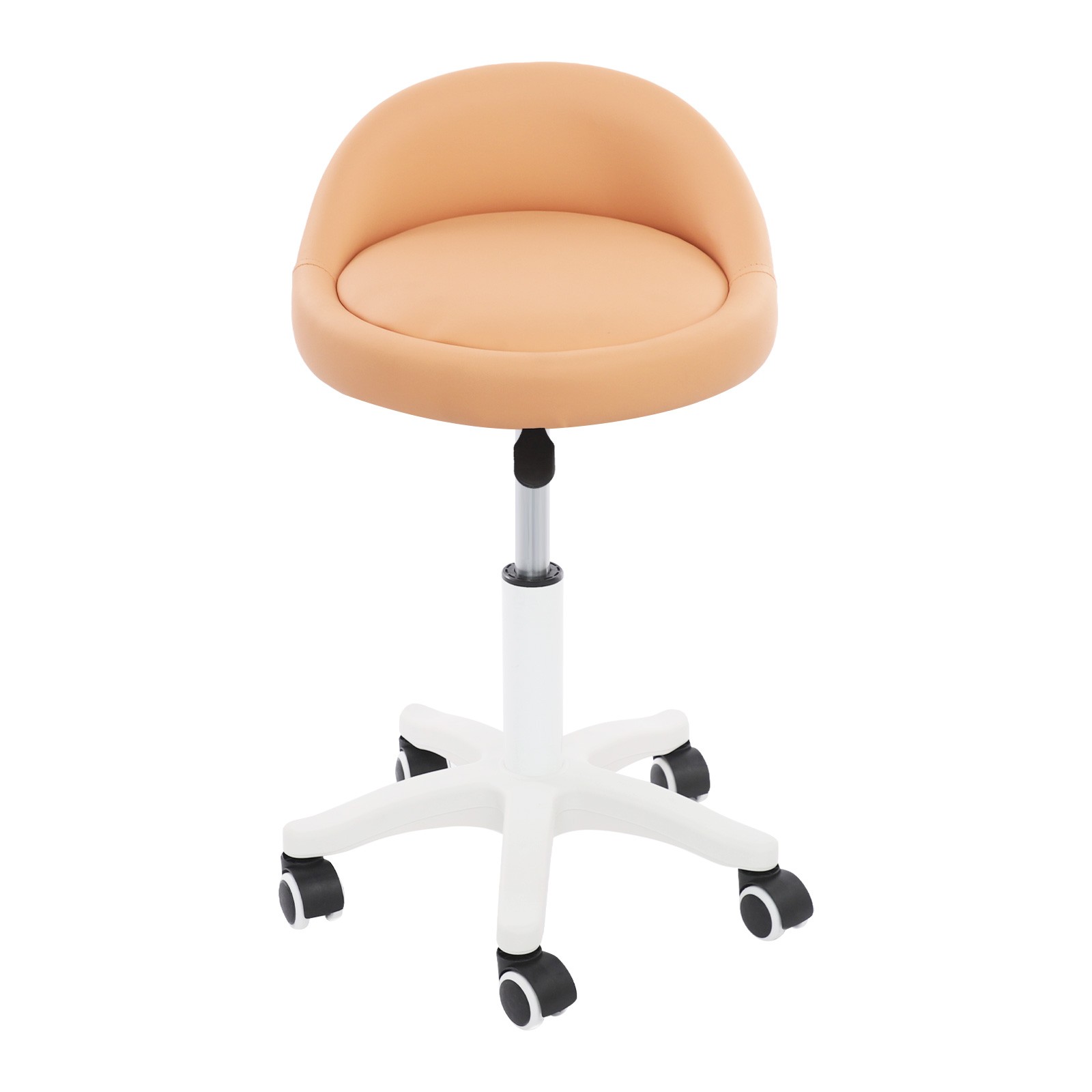 Adjustable Beauty Salon Chair Rolling Stool Rolling Stool w/ Low Backrest Orange