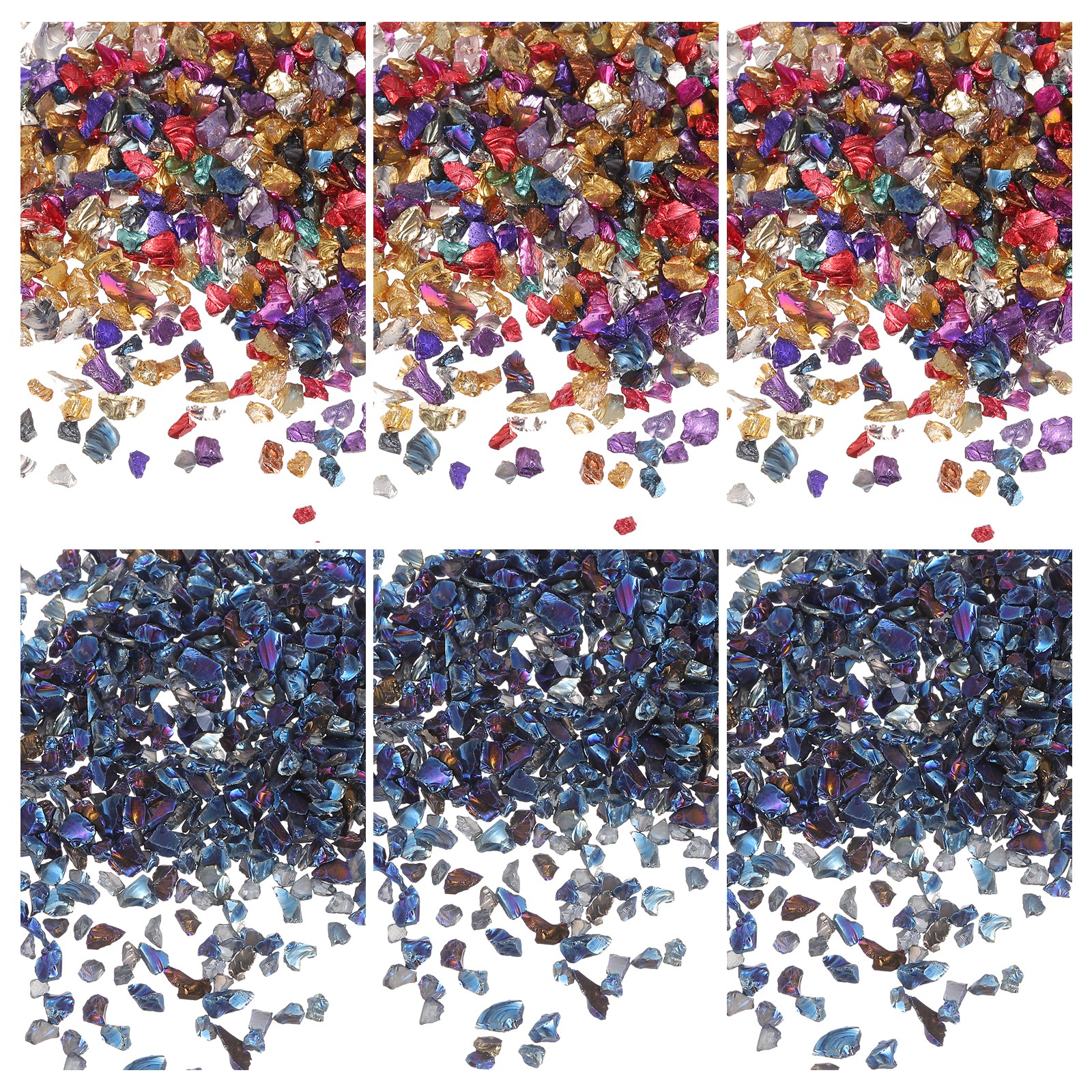 26g Crushed Glass for Crafts, 2-4mm Metallic Irregular Glass Chips, Style 31