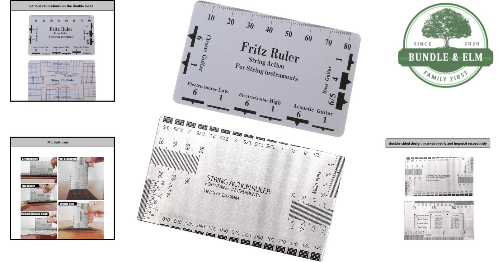 Luthier Repair Tool Set: String Action Gauge and Pitch Ruler for Instruments
