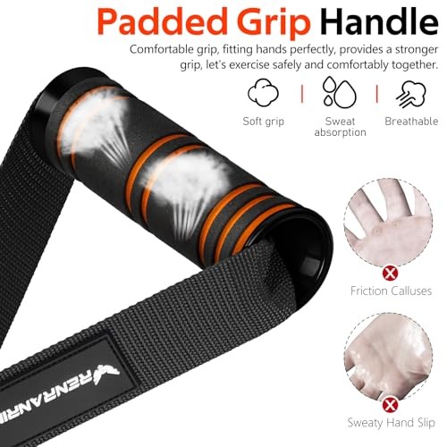 Gym Exercise Handles, Replacement Handle Attachments for Cable 1 Black-Orange
