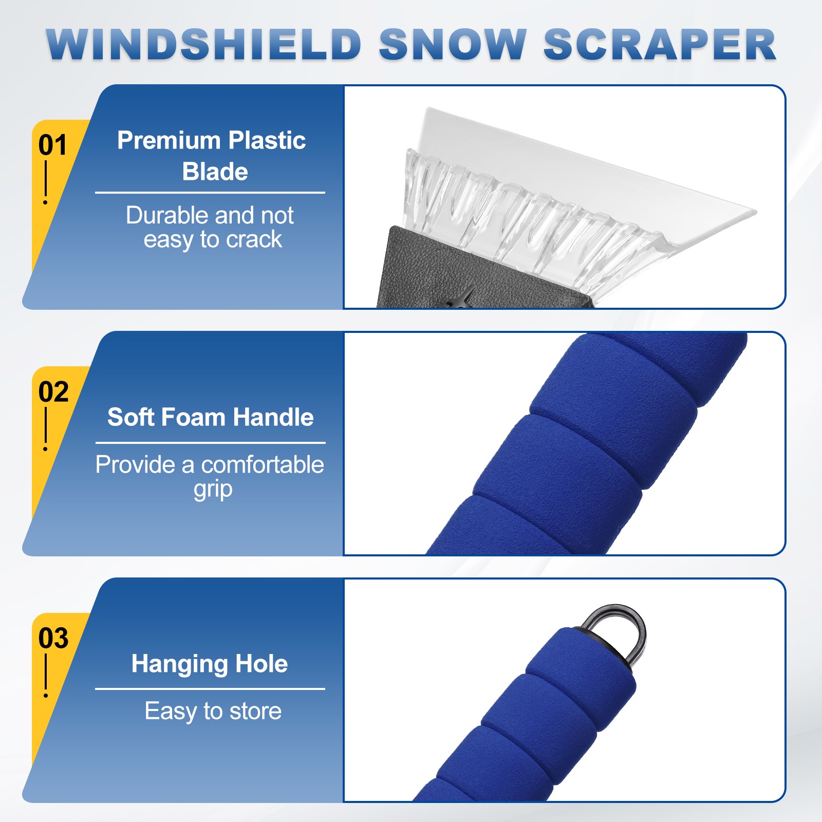 For 2Pcs Car Ice Scraper 10"x5" Black/Blue