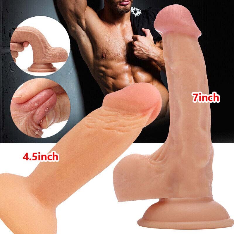 Soft Silicone-Dildo-Realistic-Suction-Cup-Penis-G-Spot-Anal-Butt-Plug-Sex-Toys