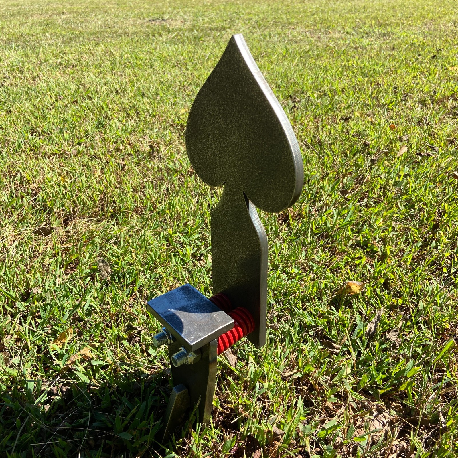 3/8AR500 6x12 Auto Reset Spade Popper - Spring Reactive Steel Shooting Target