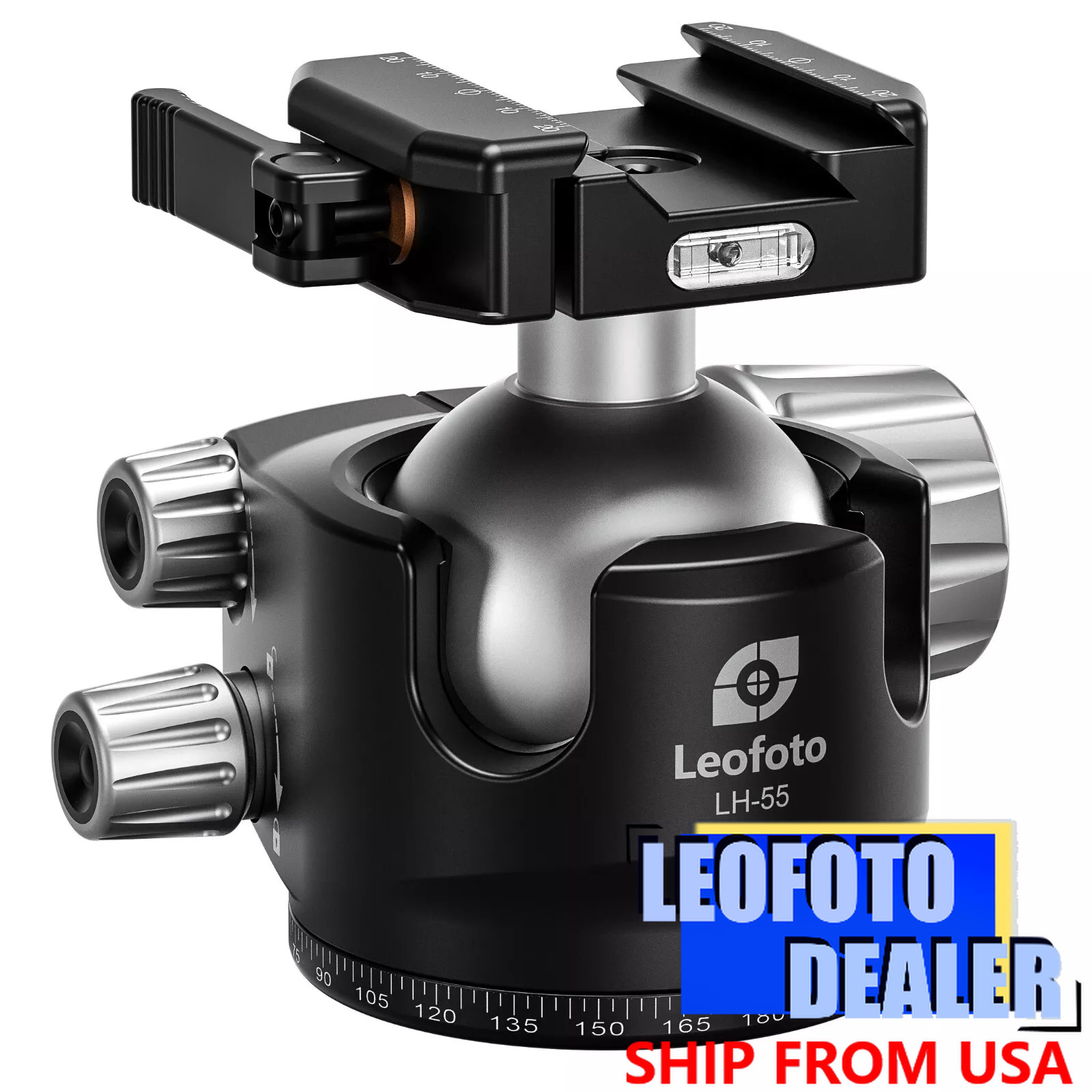 Leofoto LH-55LSC Lever-Control Hybrid Clamp Ballhead/Arca+Picatinny