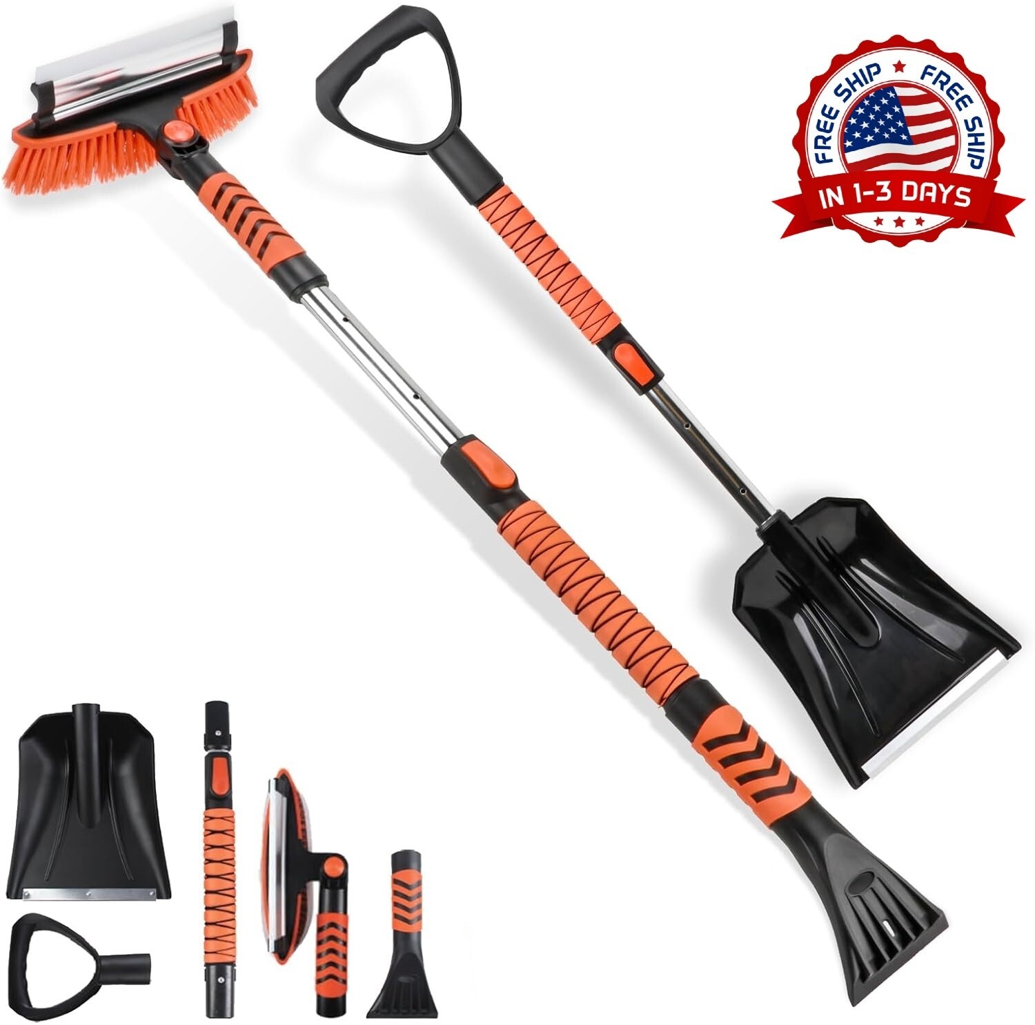 Cepillo Para Nieve Y Raspador De Hielo Extensible De 42" Cepillo Raspador NUEVO