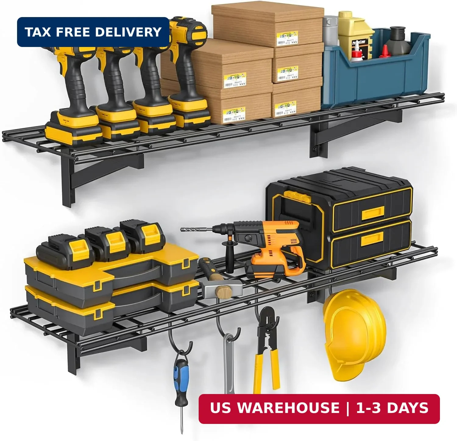 2-Pack Wall Mounted Garage Shelves, 1x4 ft Heavy Duty Garage Storage Shel