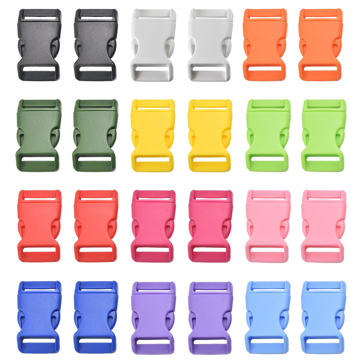 LongSLong 24pcs 1" Multicolor Quick Side Release Buckles for Paracord Bracele...