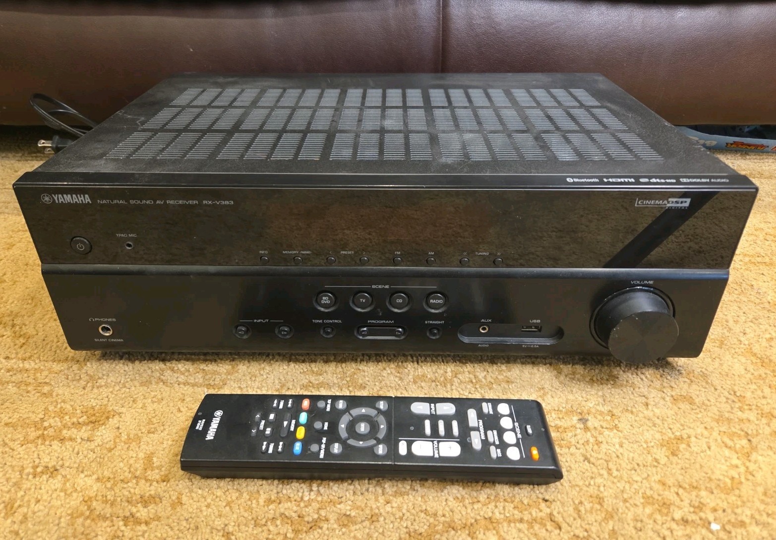YAMAHA RX-V383 5.1-CHANNEL 4K ULTRA HD AV BLUETOOTH RECEIVER TESTED/WORKS