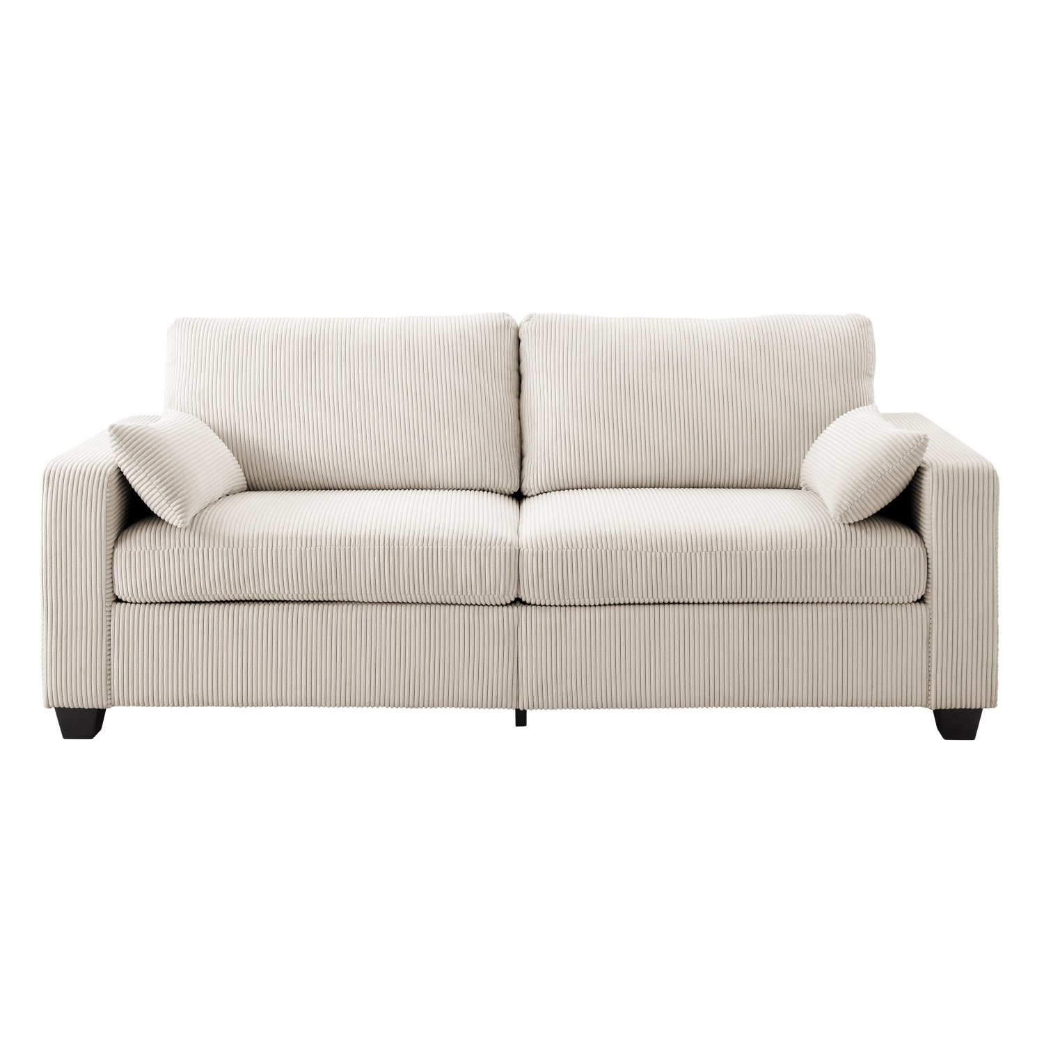 Solid Wood Frame Loveseat Sofa w/ Spring Cushions Removable Cover for Apartment