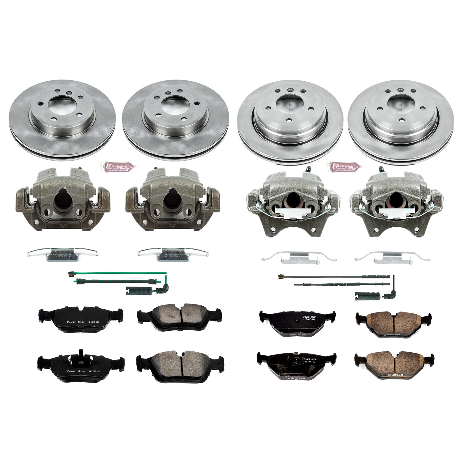 PowerStop OE Stock Replacement Low-Dust Ceramic Brake Pad, Rotor and Caliper Kit
