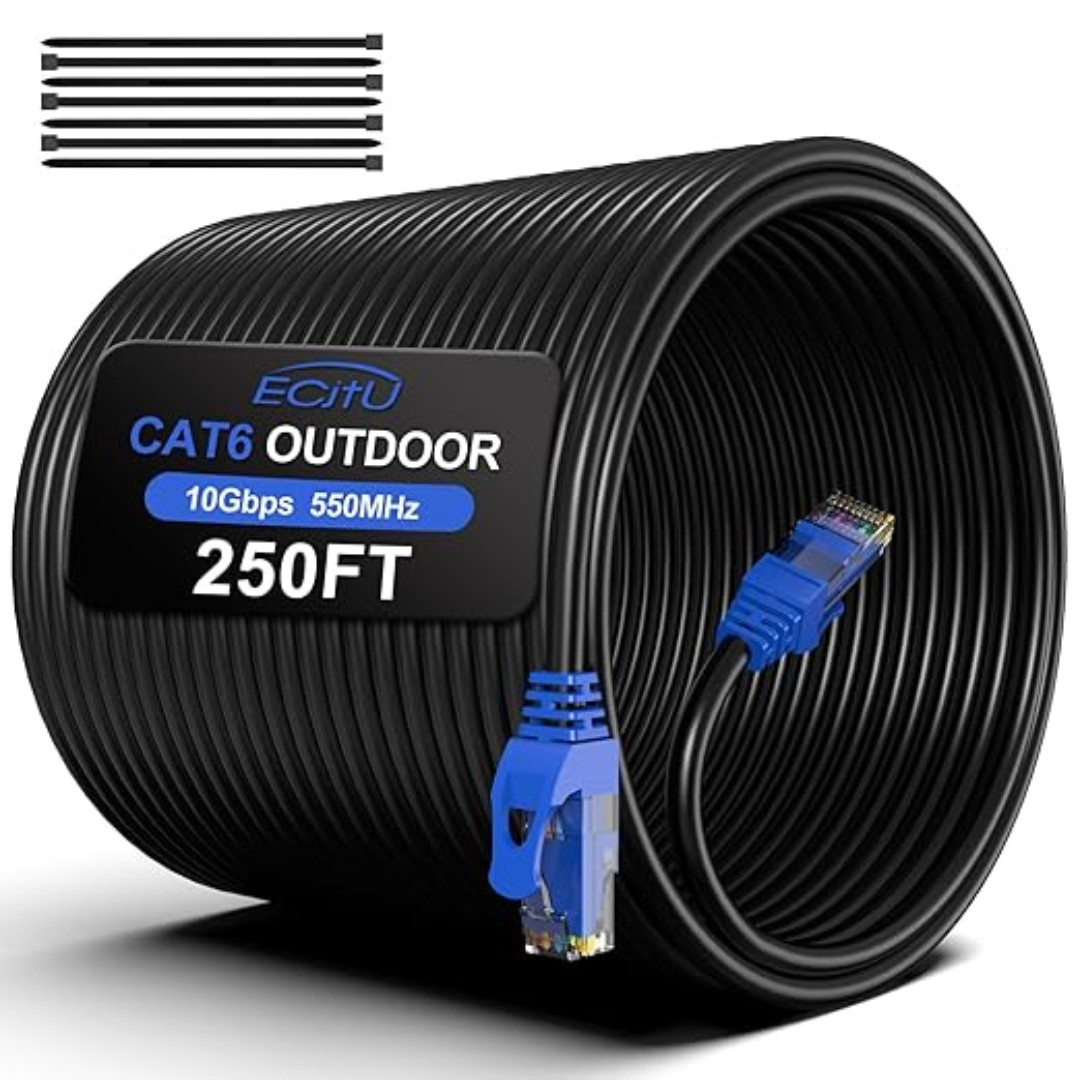 150FT Cat6 Outdoor Ethernet Cable In-Ground Heavy Duty Direct Burial 24AWG CC...