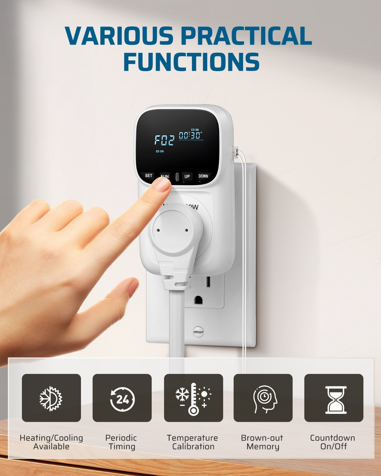DEWENWILS Digital Temperature Controller 2 Pack 15A 1800W Thermostat Outlet