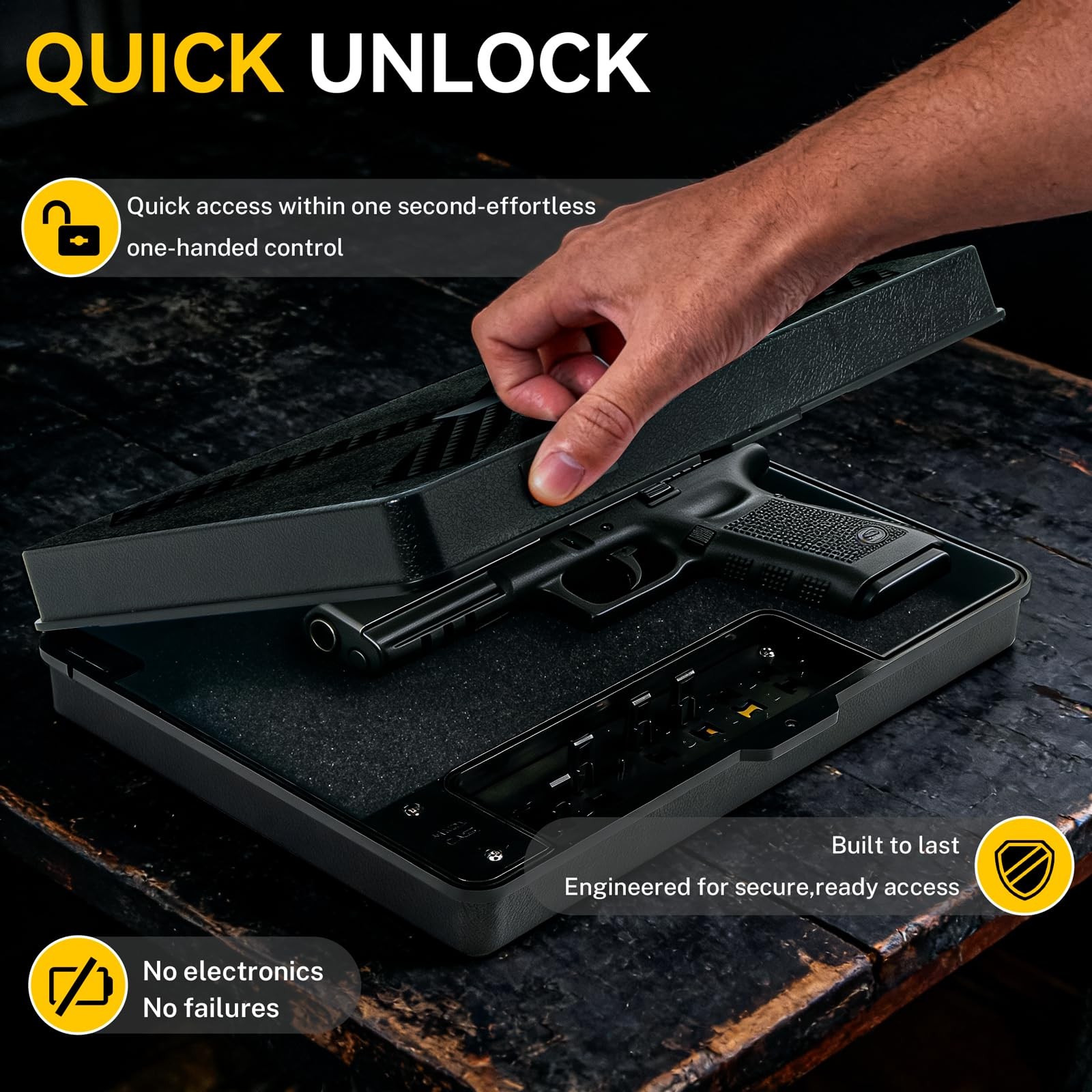 Gun Safe for Handgun, Mechanical Lock Pistol Safe with TSA Padlock,Quick Acce...