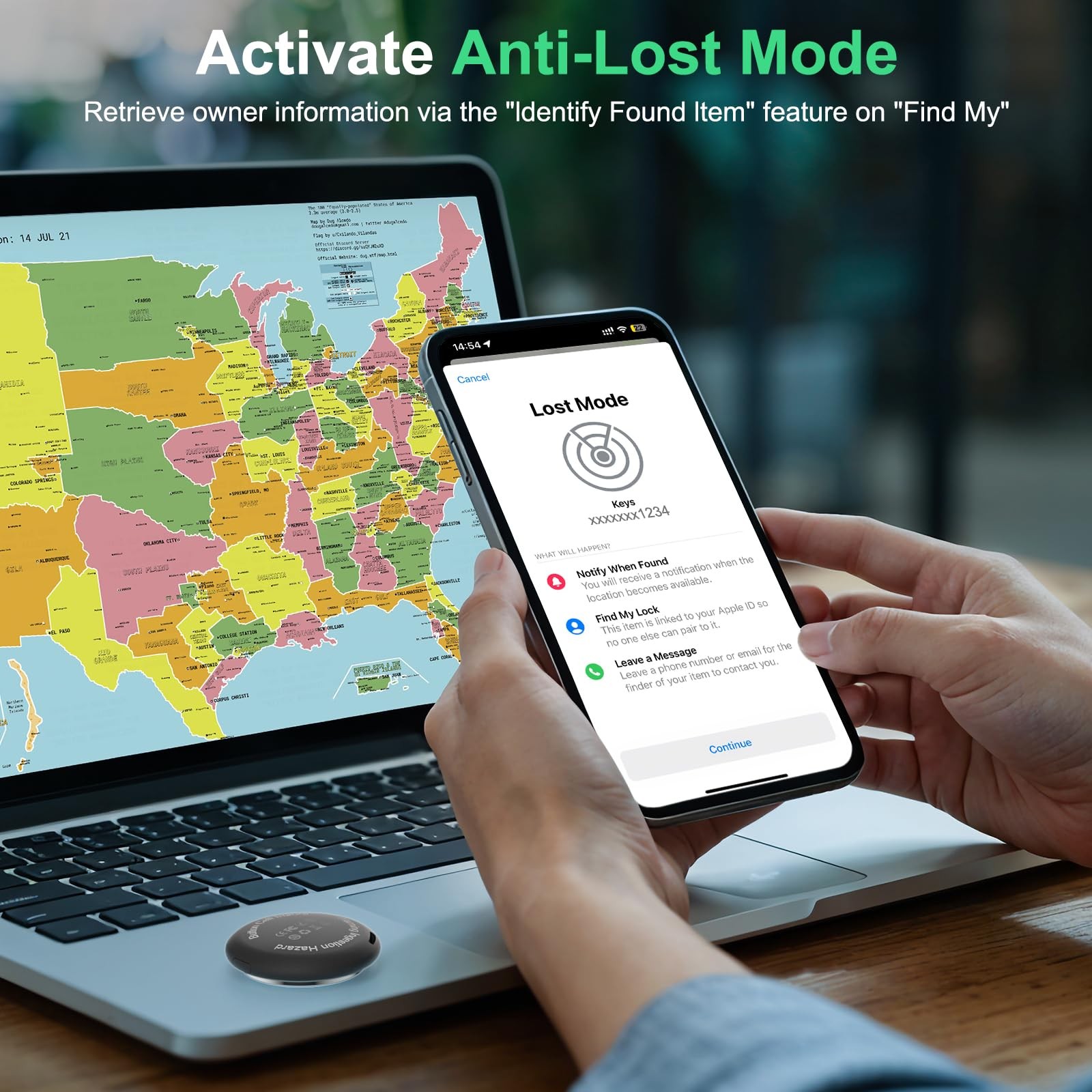 Air Tracker Tag Works with Apple Find My (iOS Only) Includes Replaceable Battery