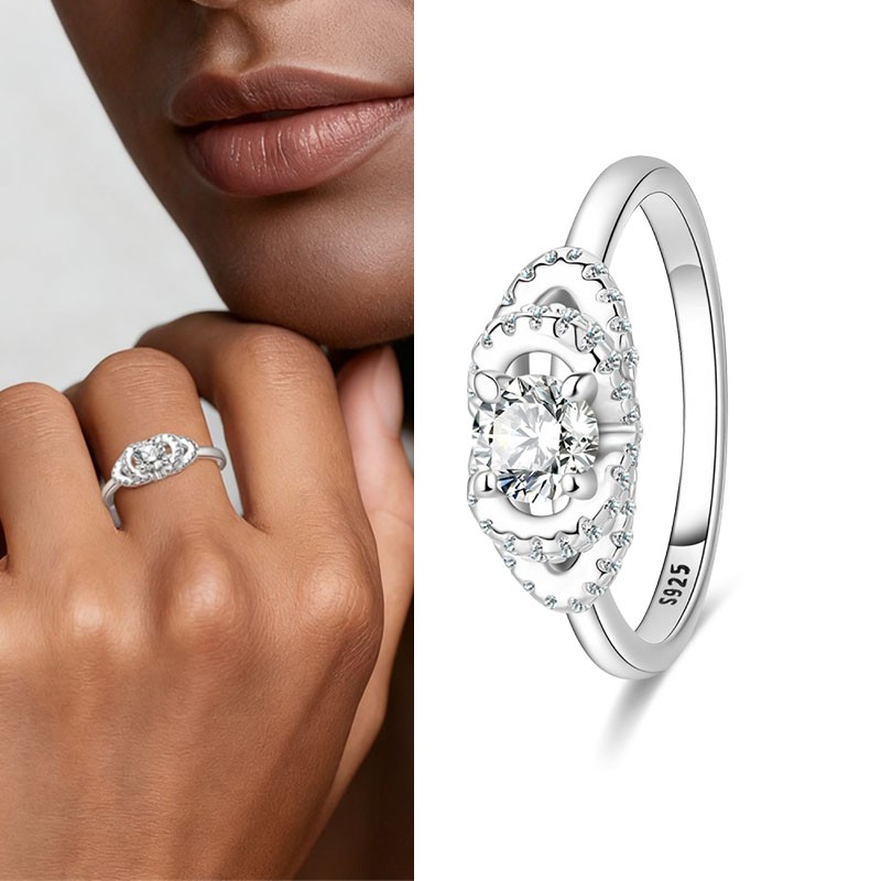 KUNSIR Sterling Silver Dainty Rings for Women - 5A CZ Promise Wedding Band Rings