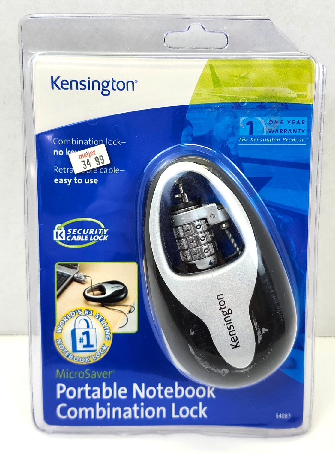 Laptop Notebook Combination Lock Retractable Cable Portable Kensington New