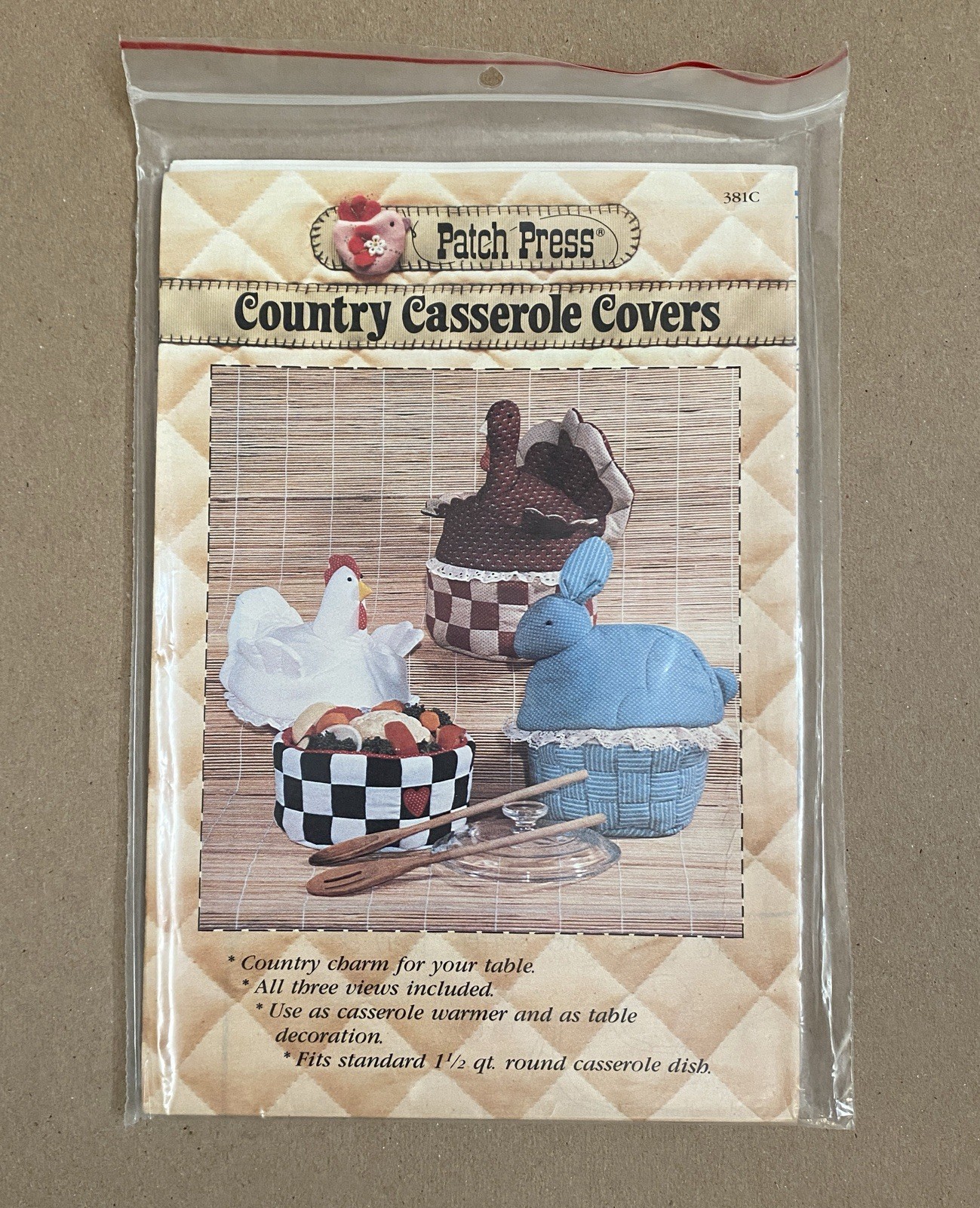 Country Casserole Covers 1984 Patch Press Sewing Craft Pattern 381C UNCUT New