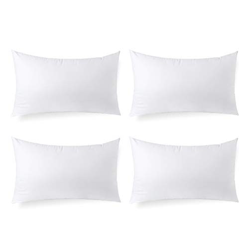 Hypoallergenic Lumbar Pillow Inserts 4 Pack, 12 × 20 Inches – Plush Polyester
