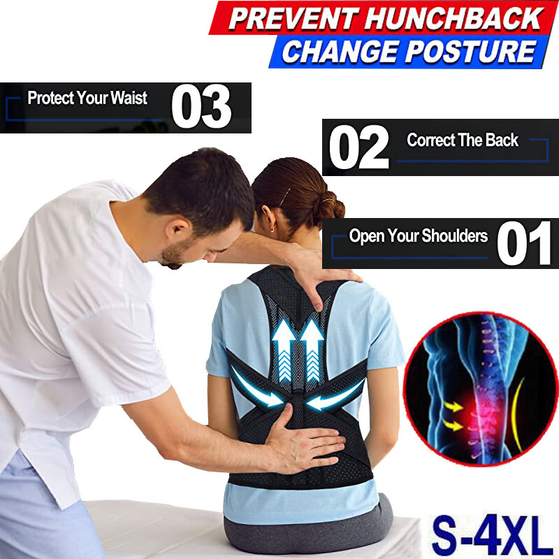 Orthopedic Posture Corset Back Support Brace Corrector Straightener Pain Relieve