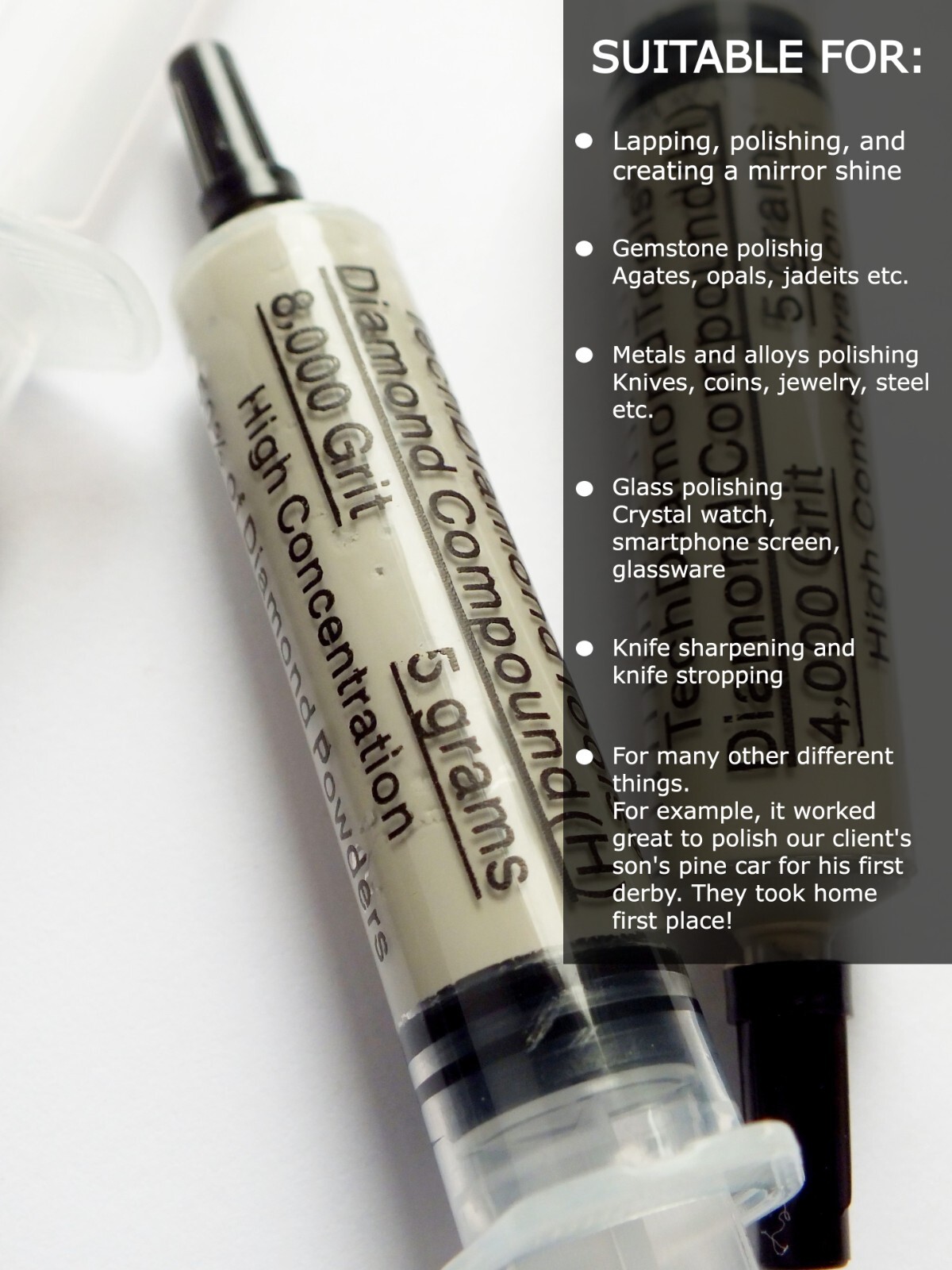 Diamond Paste Compound Polishing Lapidary 8,000 (H) Grit 5 Gram (USA MADE)