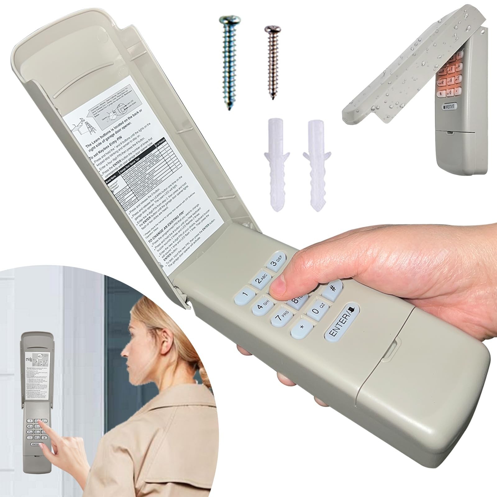 Garage Door Opener Keypad Wireless Universal Keyless Entry System for LiftMas...