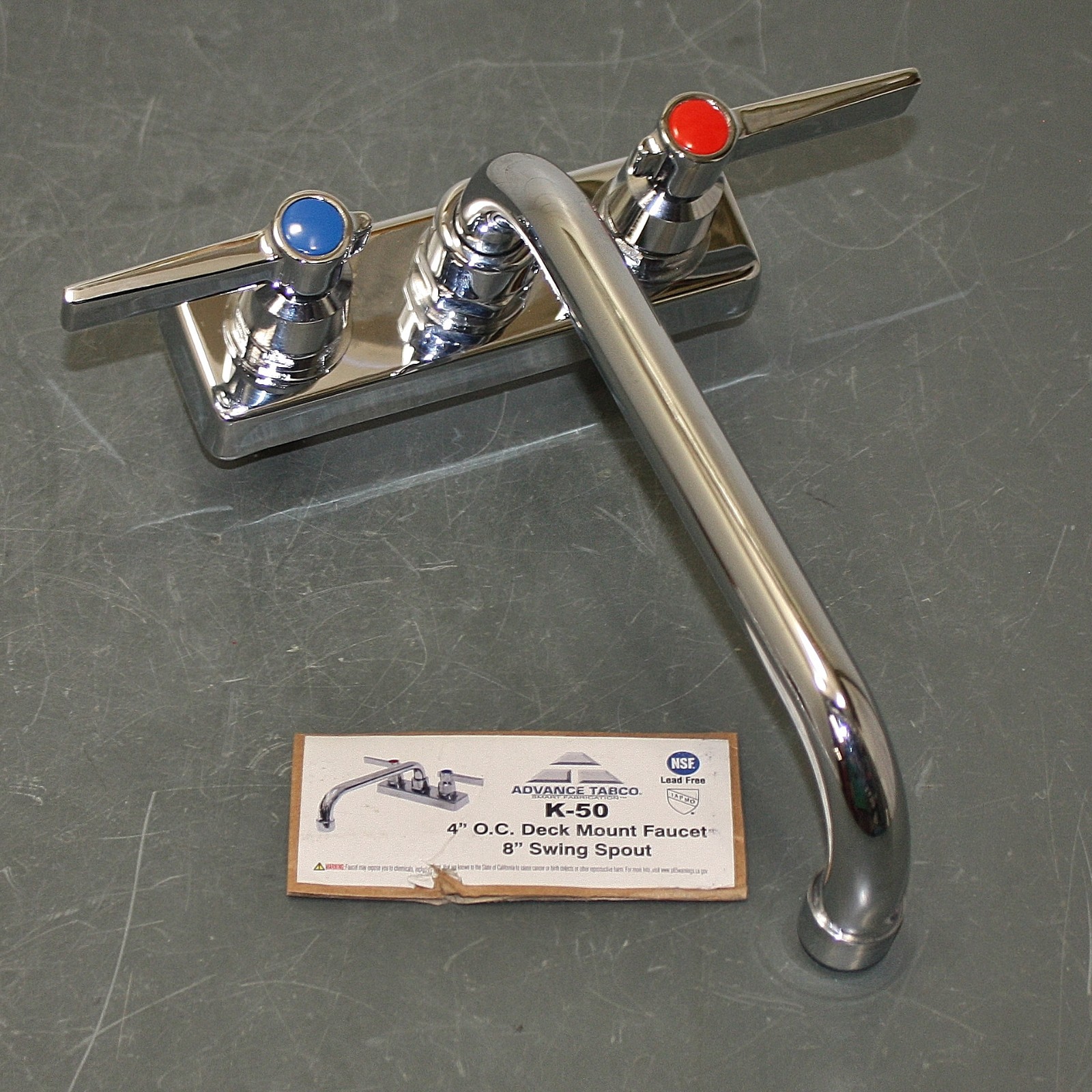 Advance Tabco Deck Mounted Faucet K-50, Chrome, Bathroom Sink