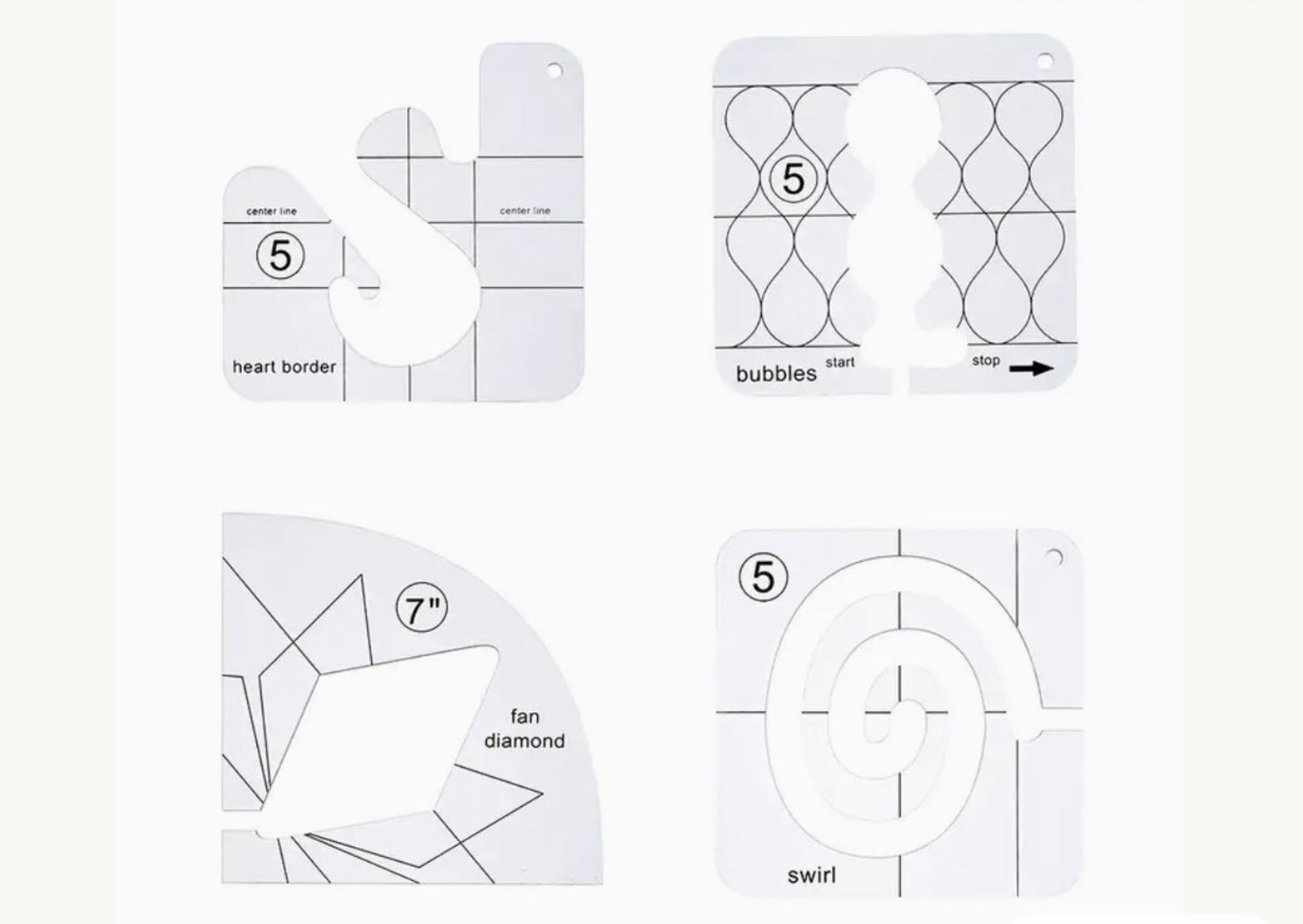 11 Pc Acrylic Quilting Template Ruler DIY sewing Patchwork Kit