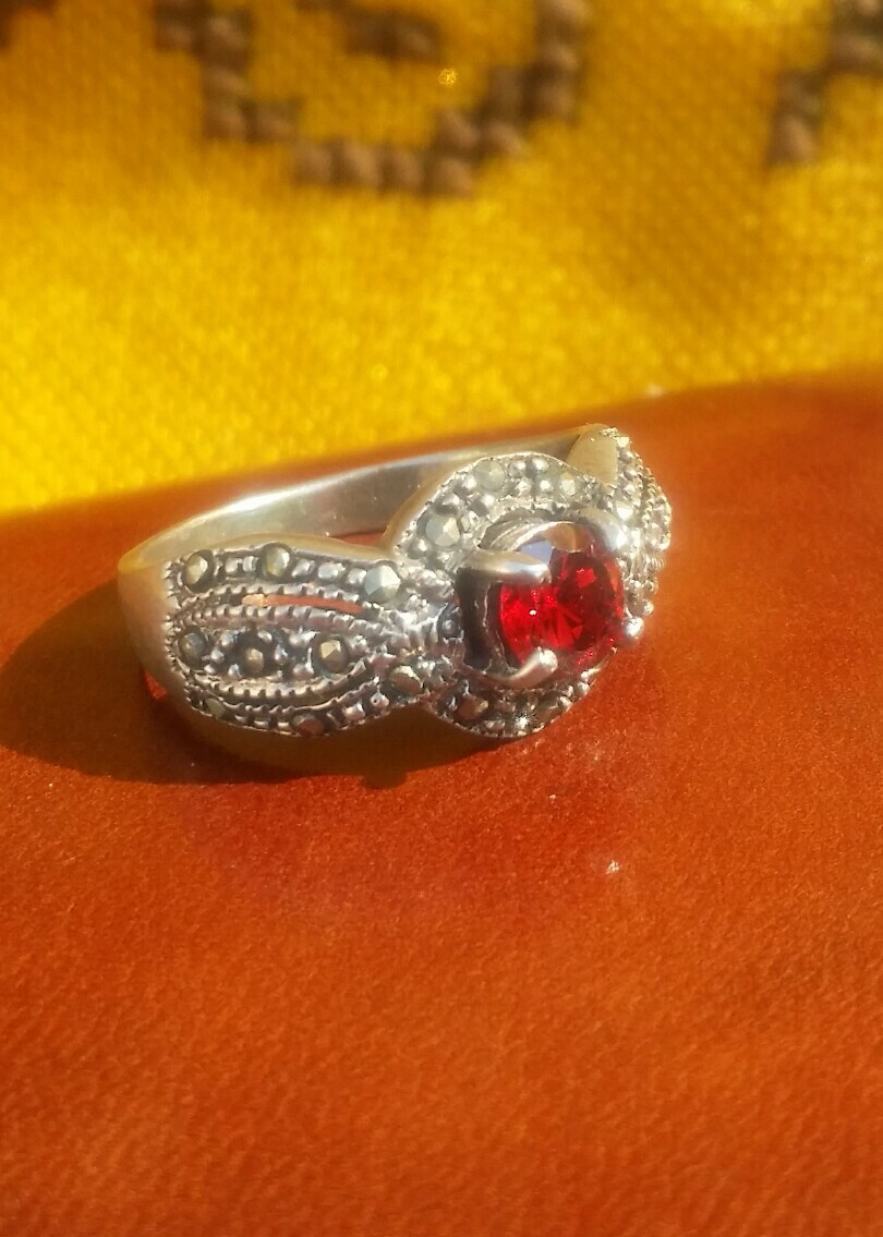 925 Women Solitaire Red Tourmaline Ruby Ring