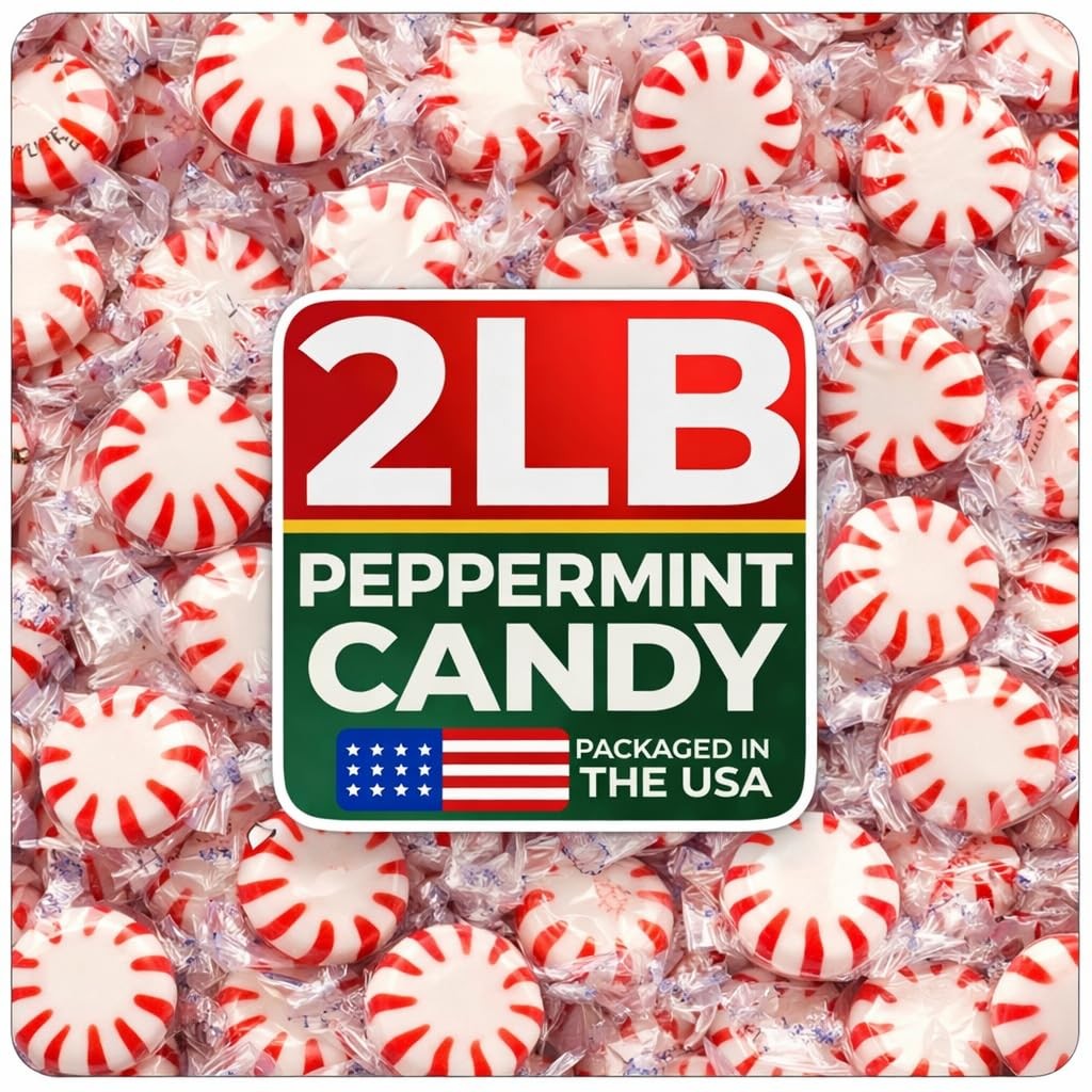 Peppermint Candy - 2 lbs of Mints Individually Wrapped, Perfect For After Din...