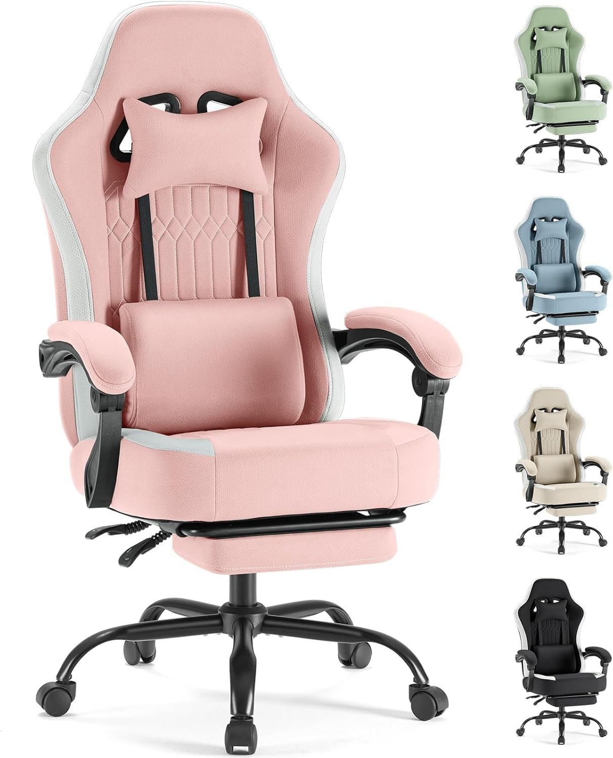 Computer Gaming Chair High Back Ergonomic Desk Chair W/ Footrest & Lumbar