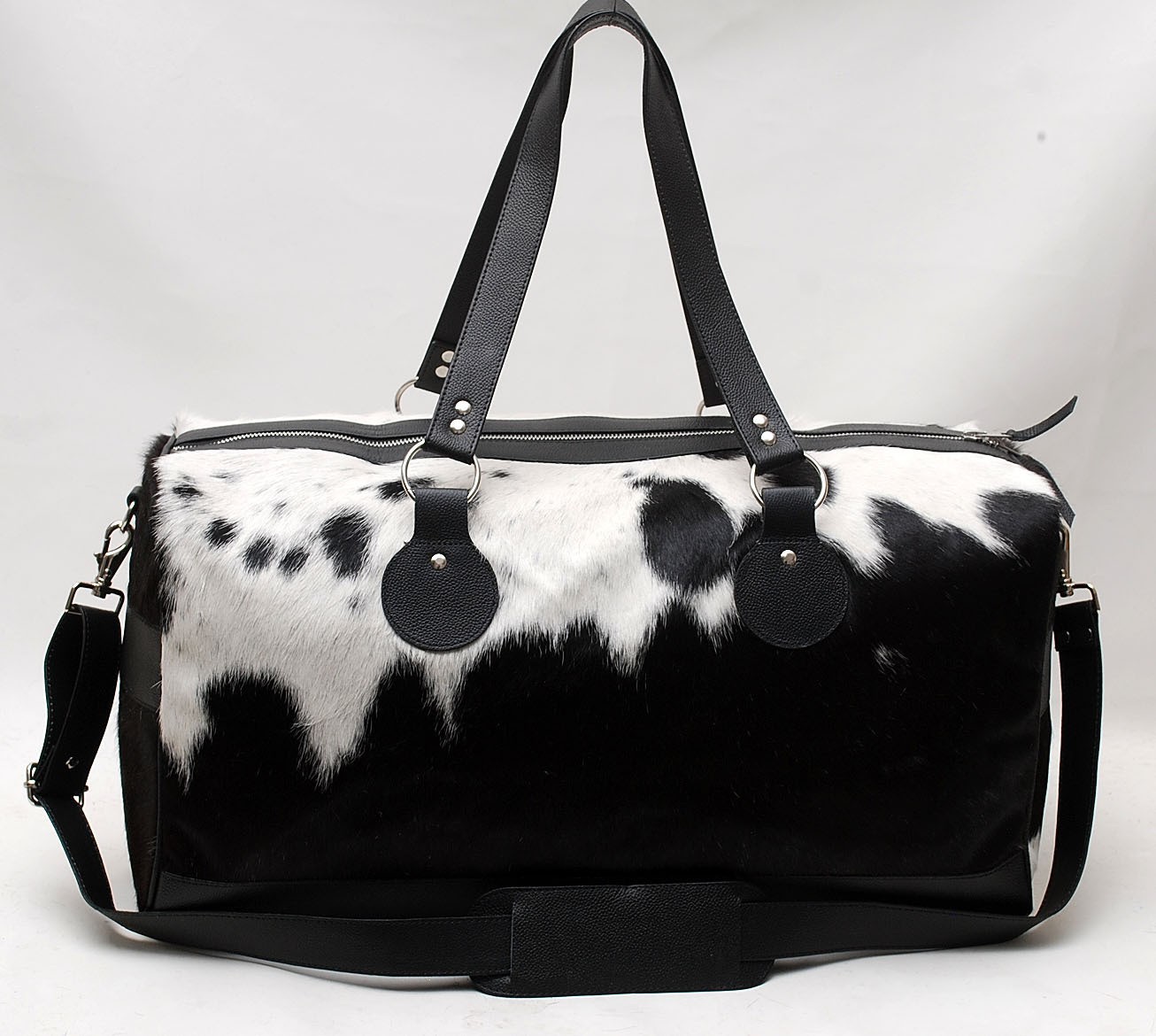 100% Natural COWHIDE Duffel Bag Hair On Leather TRAVEL Bag Luggage Bag SA-8513