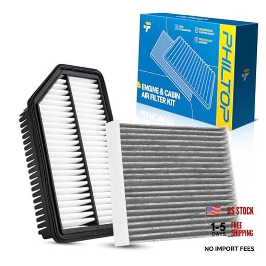 Engine & Cabin Air Filter Set, Compatible With Kia Soul 2014 CA11206+CF12002