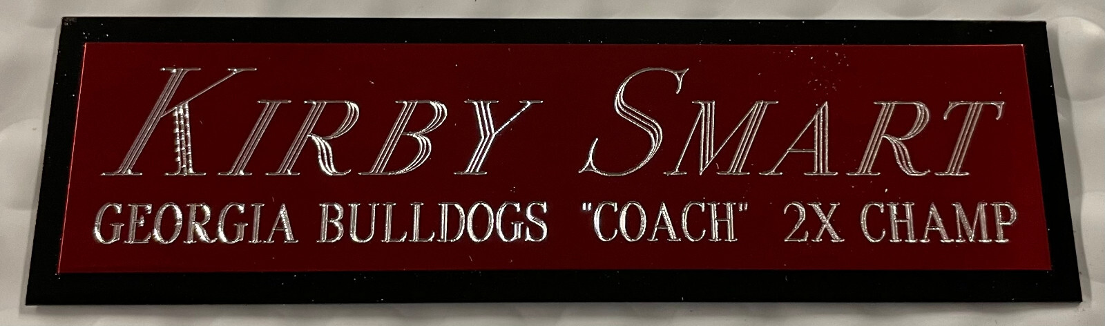 KIRBY SMART GEORGIA NAMEPLATE FO AUTOGRAPHED SIGNED FOOTBALL-HELMET-JERSEY-PHOTO
