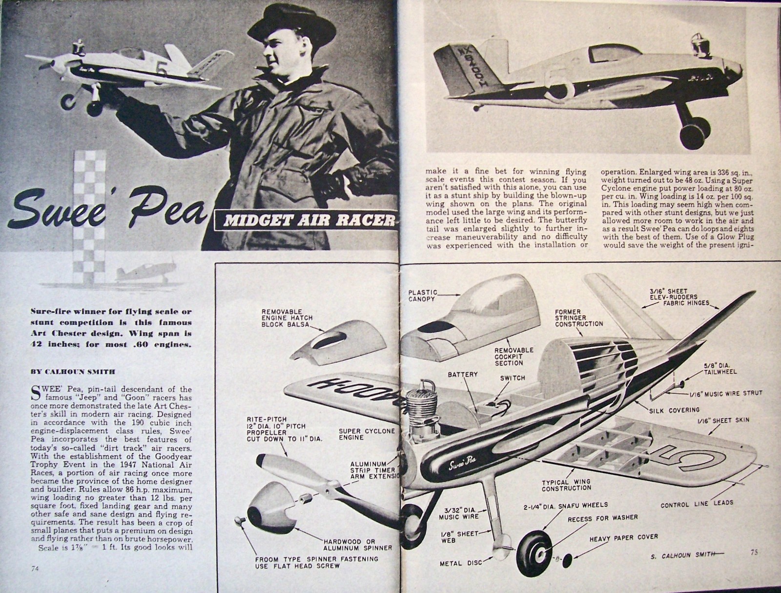 SWEE PEA & MIDGET MUSTANG PLANS + BUILDING ARTICLES for BOTH UC Model Airplanes