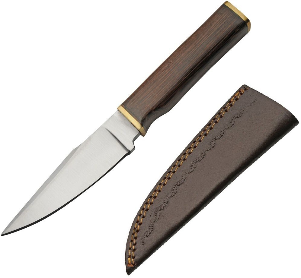 Ursa Skinner Fixed Knife 4.25" Satin Finish Stainless Steel Blade Wood Handle