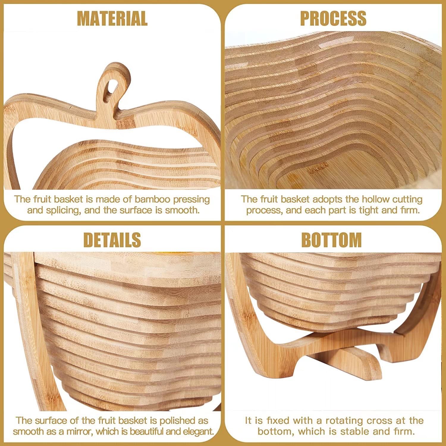 Foldable Dried Fruit Basket Apple Shaped Collapsible Bread Nuts Baskets Candy...