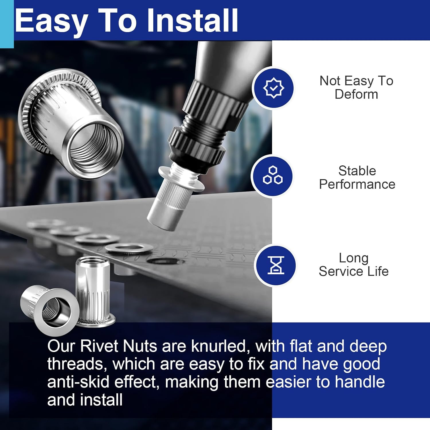 1/4-20 Aluminum Rivet Nuts, Threaded Inserts Rivnuts UNC Nutsert 28 Pcs