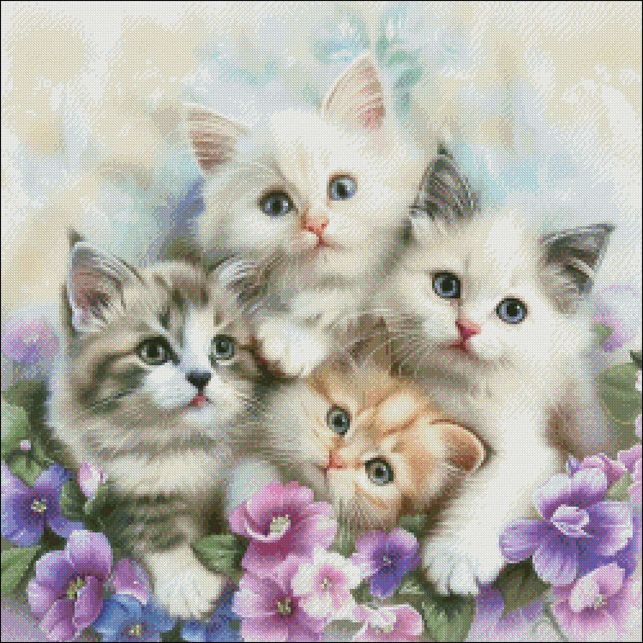 Cute Ragdoll Kittens - Chart Counted Cross Stitch Patterns Needlework DMC Color