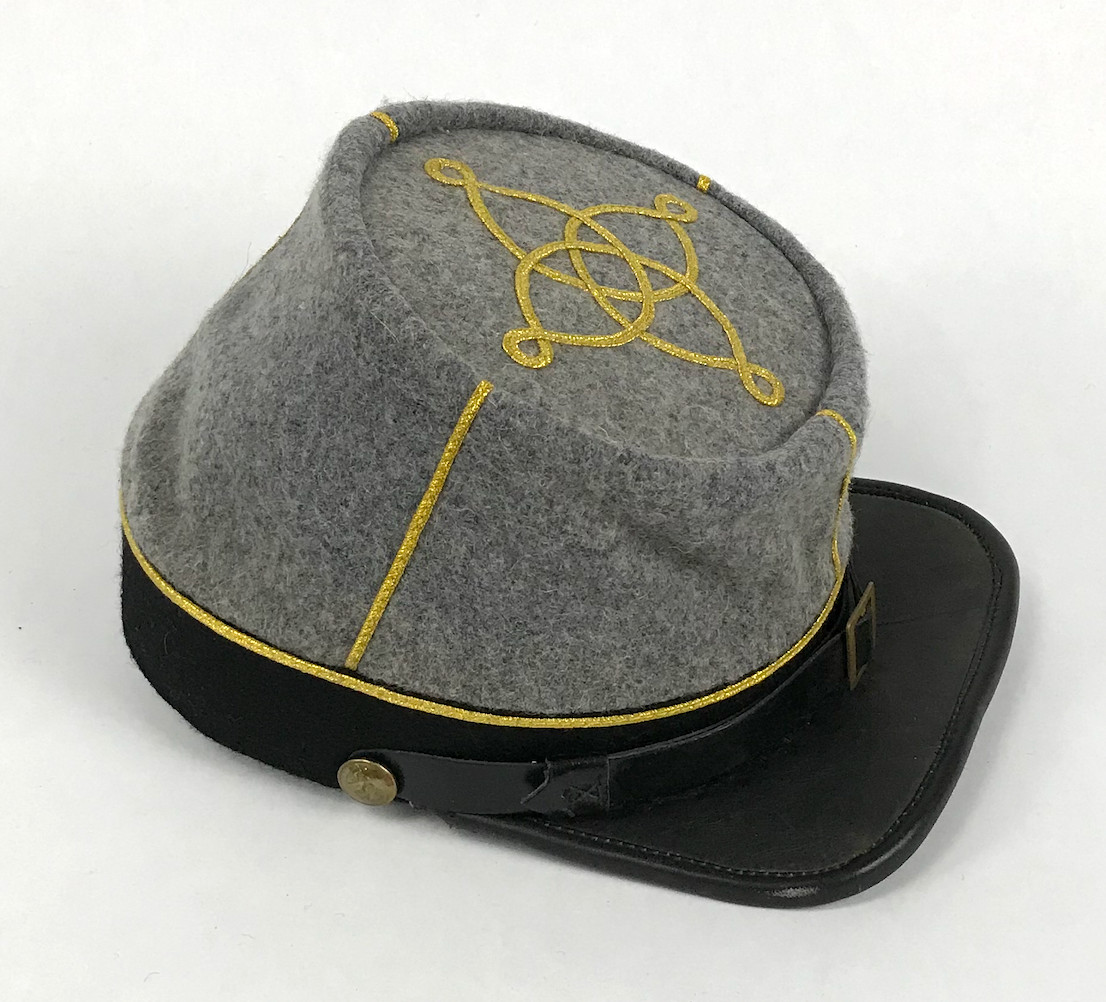 Confederate Civil War Lieutenant's Kepi  - Black Band, Gold Braid - Size Small