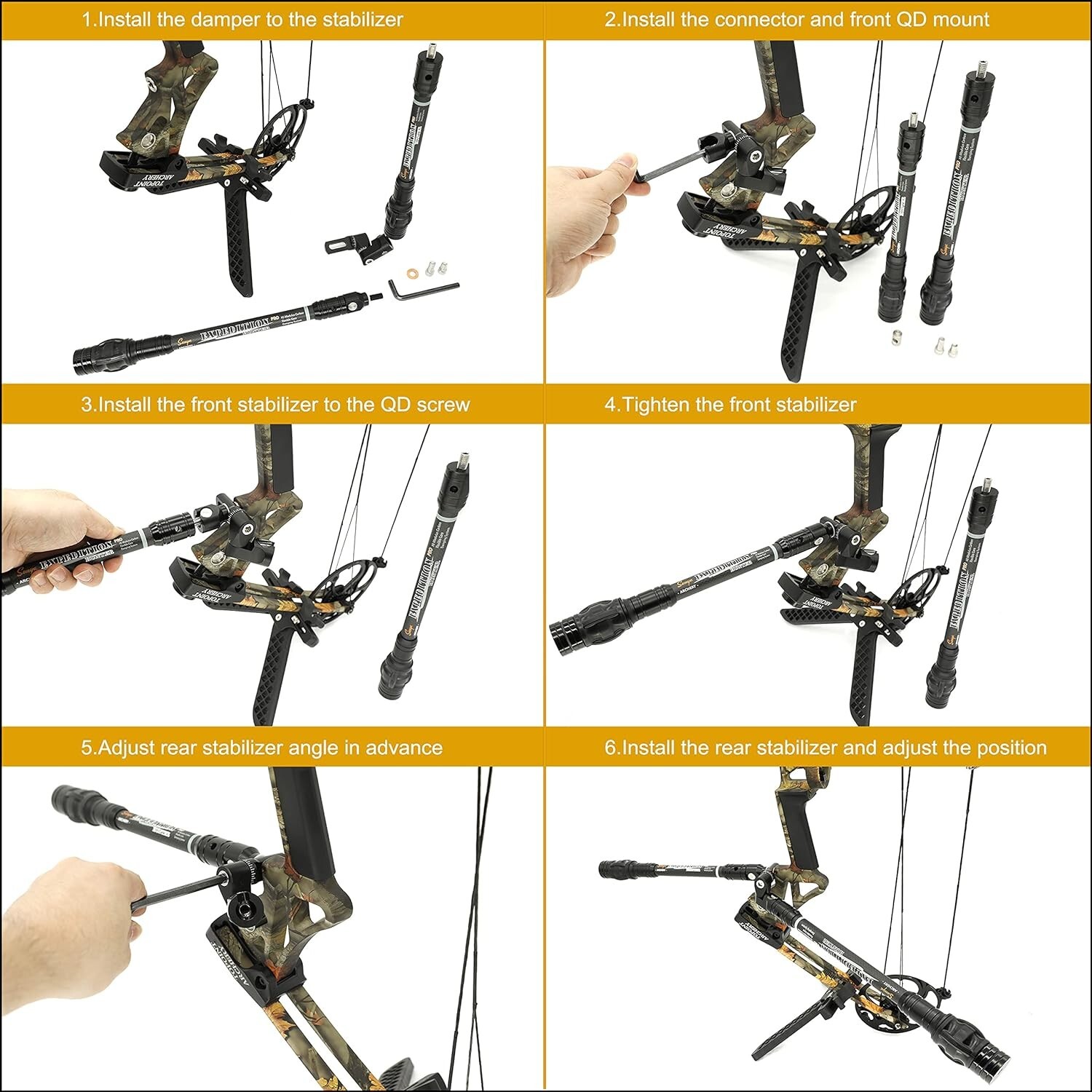 Professional Archery Stabilizer Kit - Lightweight Carbon Body & Weights Included