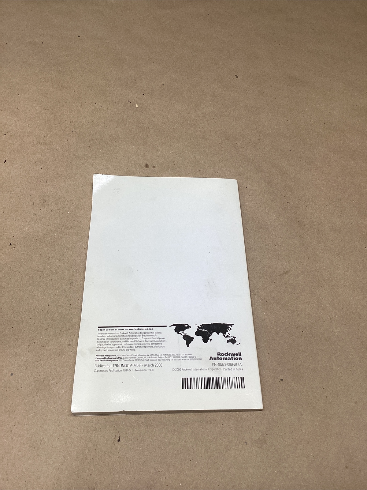 AB MICROLOGIX 1500 PROGRAMMABLE CONTROLLER BASE UNIT Manual #707G105