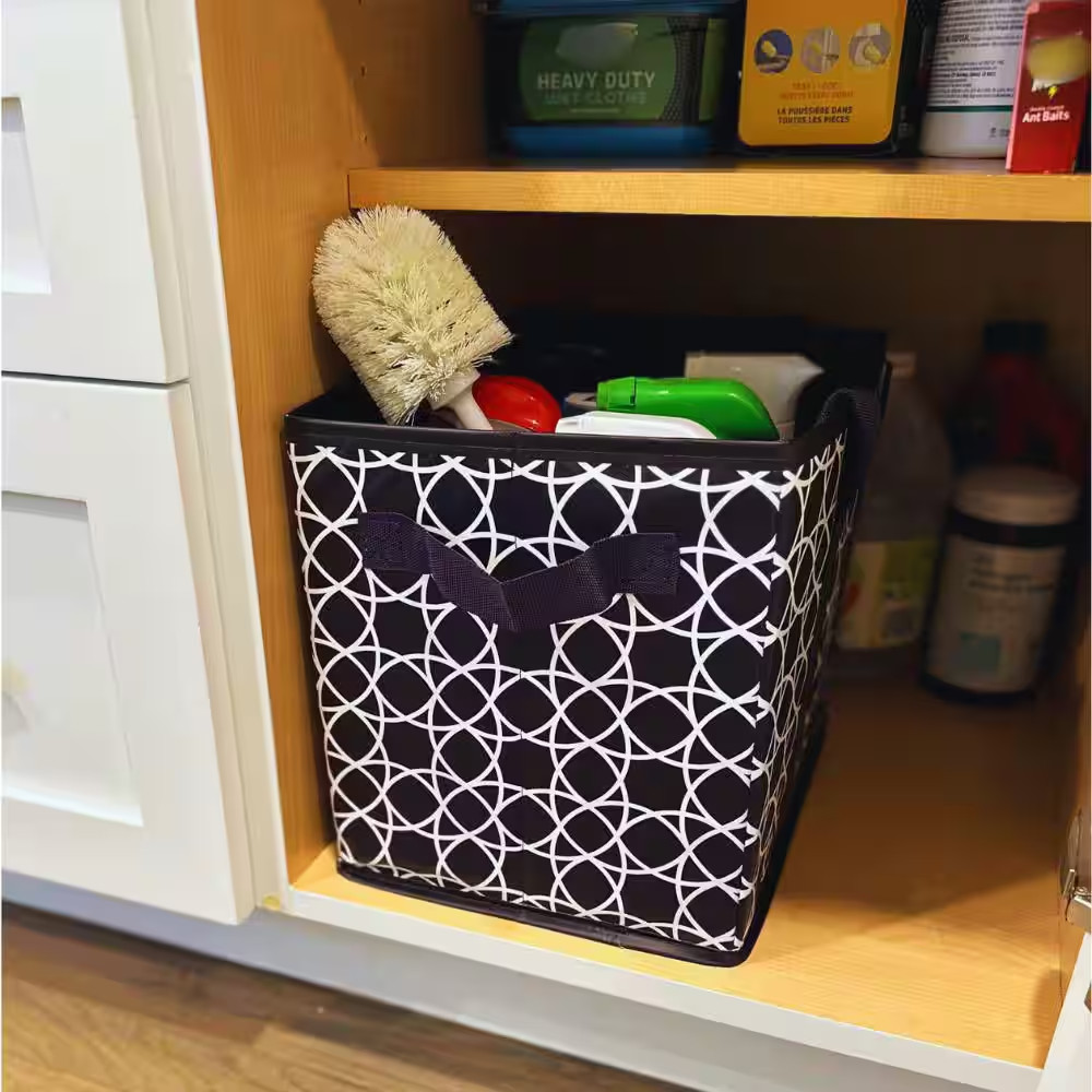 6 Gal. Collapsible Storage Totes, Navy Geo 3-Pack