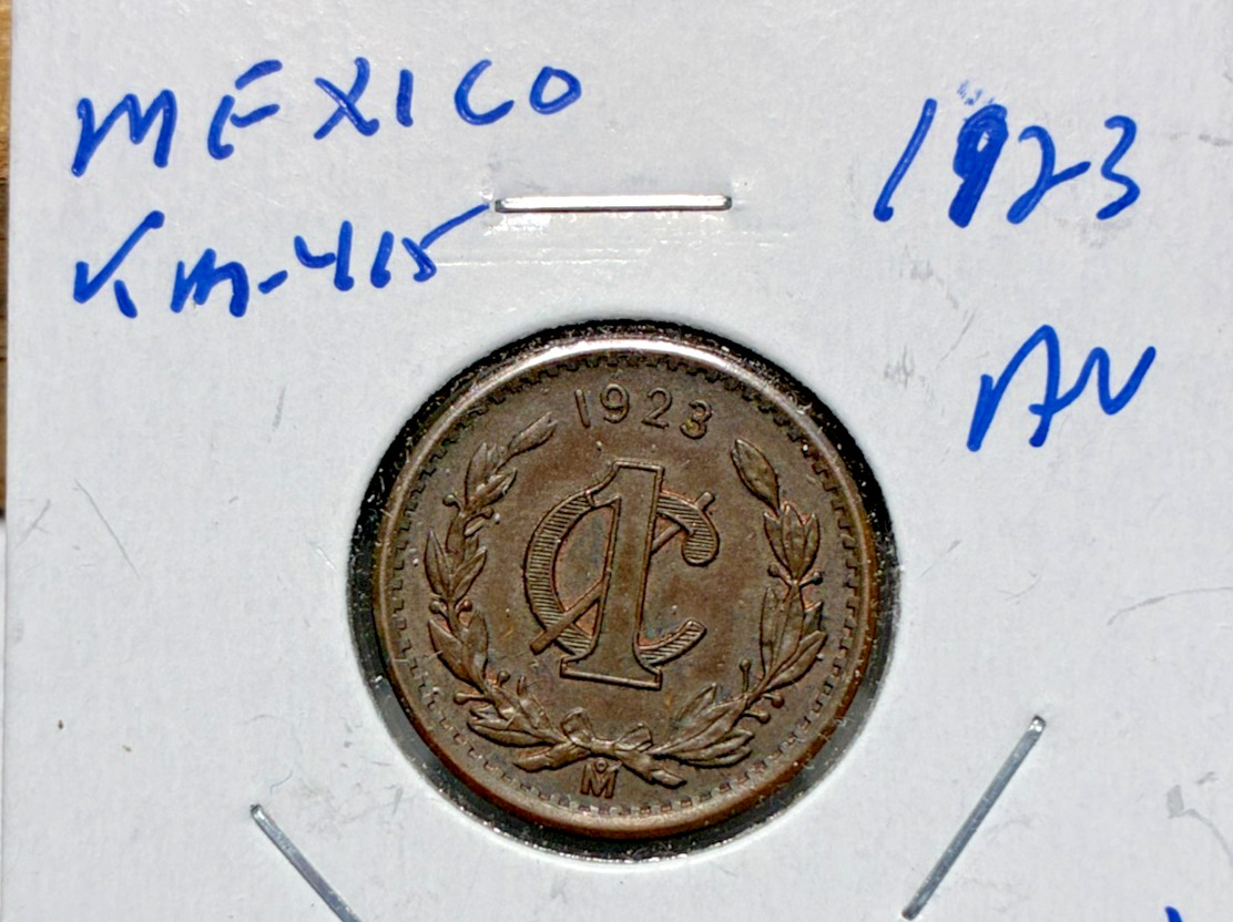 1923 Mexico 1 centavo, circulated AU details. Coin #1466. FREE SHIPPING
