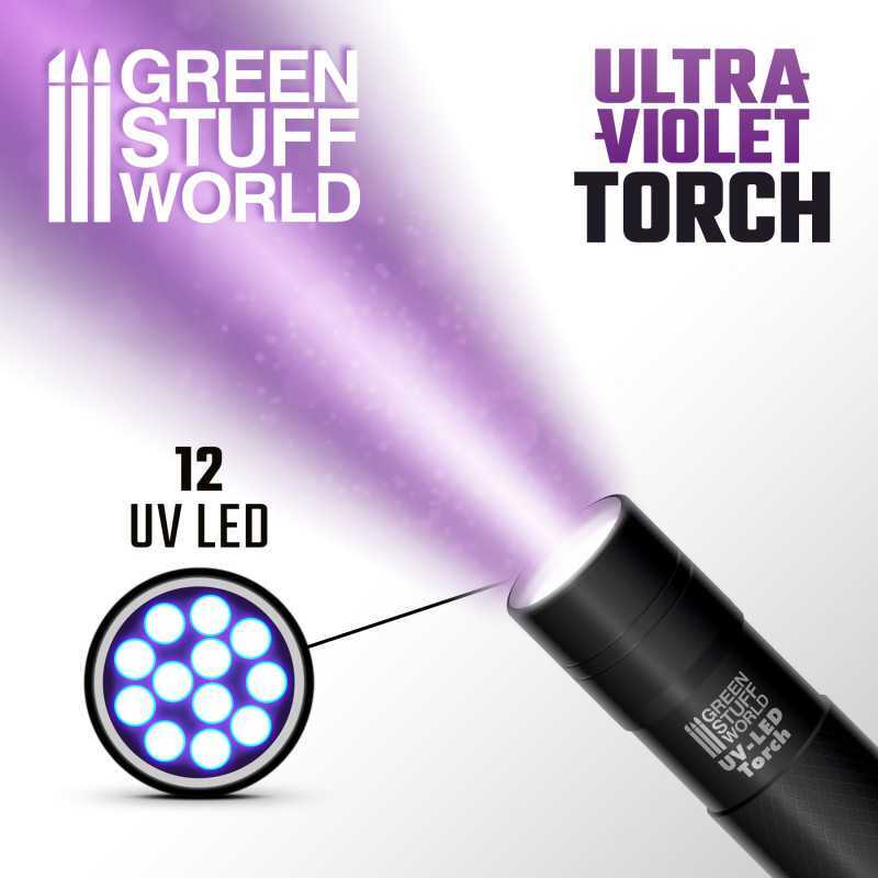 Green Stuff World: Ultraviolet Torch - UV LED Light - Resin Curing - 12 LED