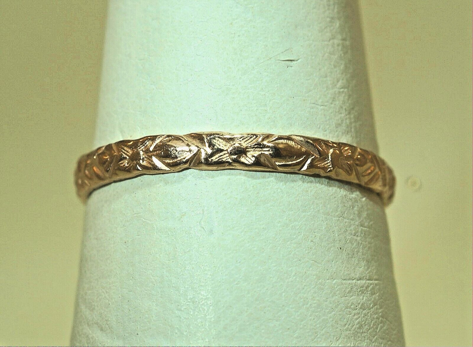 2.5MM 14K ROSE GOLD ENGRAVED HAWAIIAN LEI PLUMERIA FLOWERS PETITE TOE PINKY RING