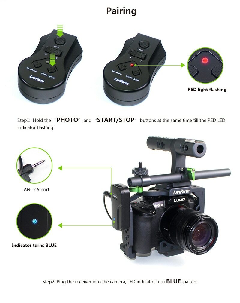 Lanparte Wireless Remote Control Controller for Panasonic GH5s GH5 GH4 Camera
