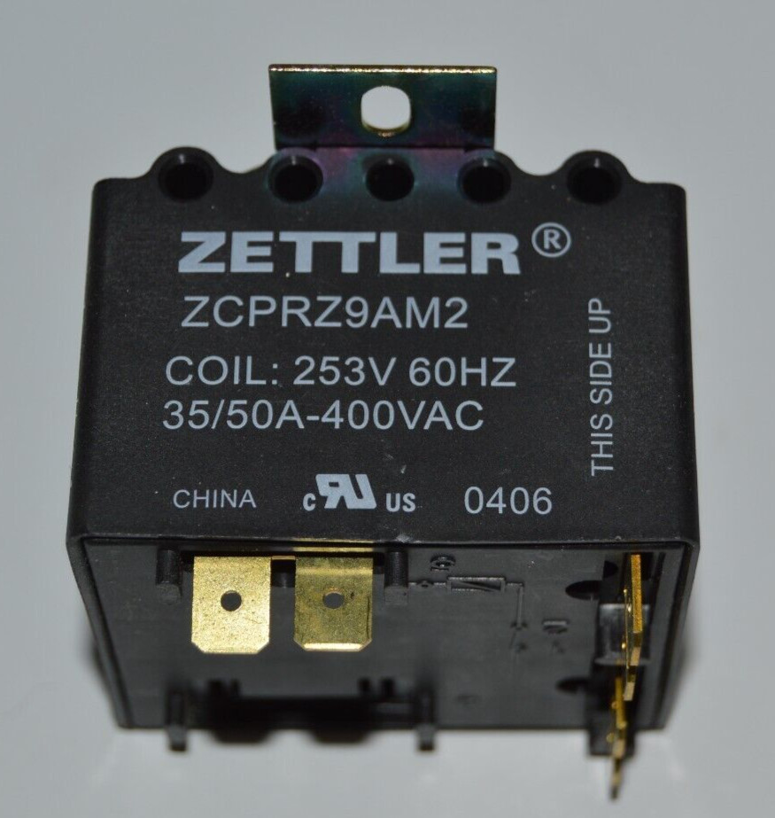 ZETTLER® ZCPRZ9AM2 Relay, 253V 60HZ Coil, 35/50A-400VAC, NEW