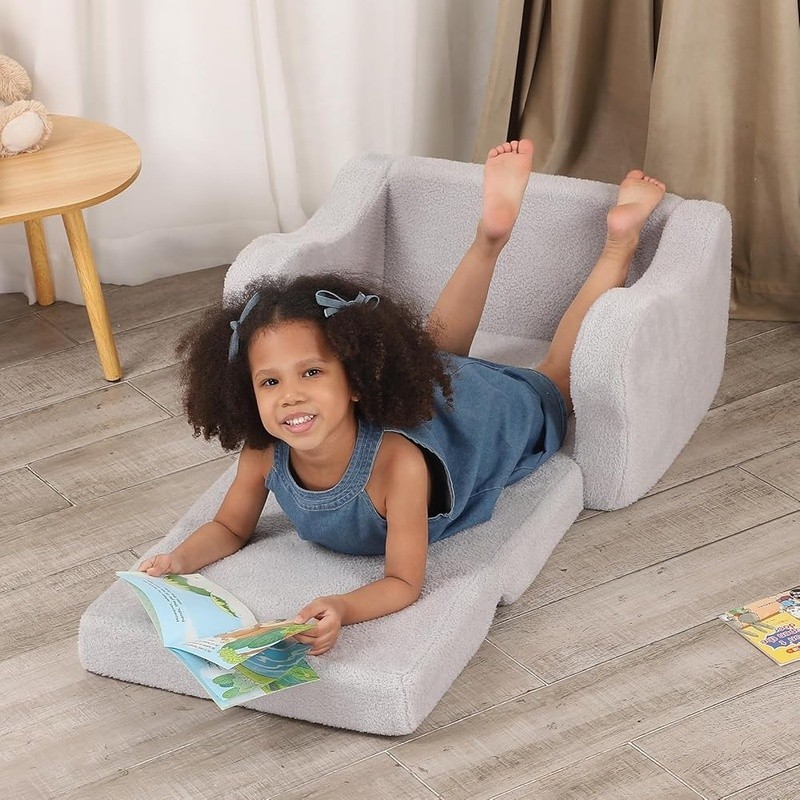 Toddler Flip Sofa Chair Foldable Kids Couch Portable Recliner W/ Storage Pocket
